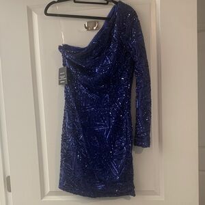 Charlotte Russe Royal Blue Sequin One-Shoulder Dress